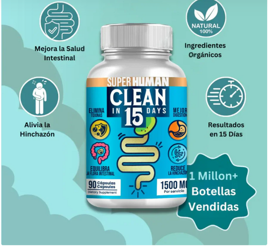 "Super Human Clean in 15 Days", un suplemento para la salud intestinal.